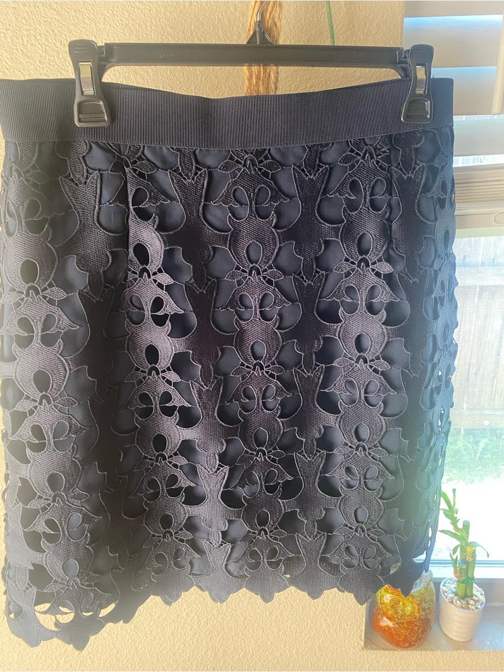 LOFT Navy Floral Lace Mini Skirt